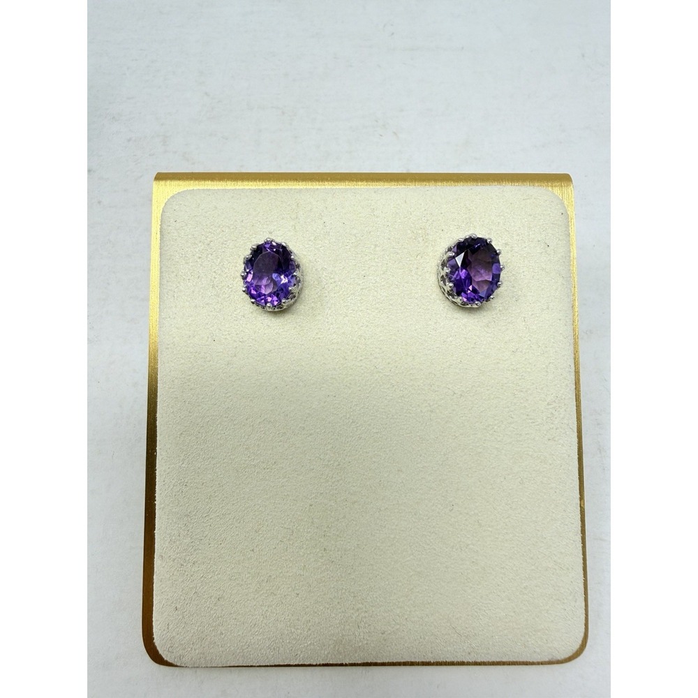 Shop LC Amethyst Platinum Over Sterling Silver Stud Earrings TGW 4.80 cts. 5061